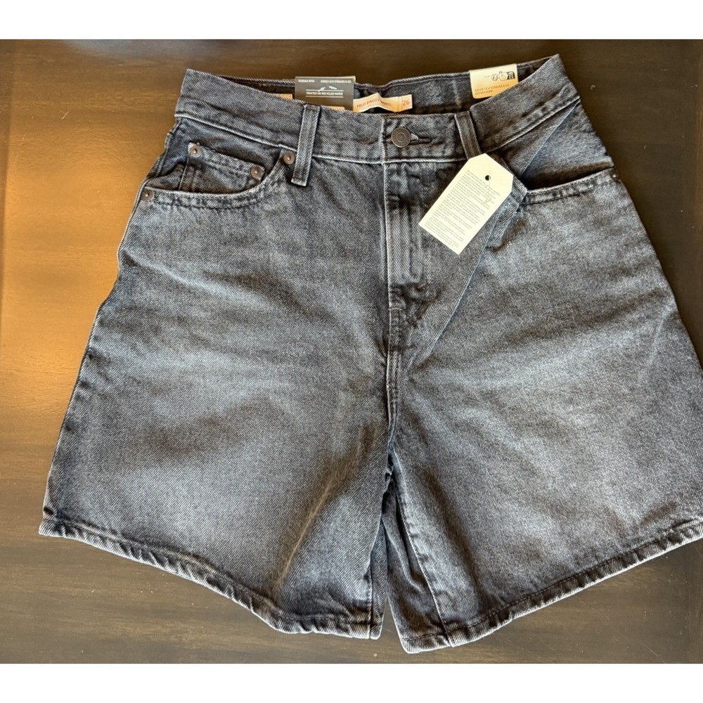 Levi's Womens High Rise Baggy Shorts A1965-0000 BLACK Size 27